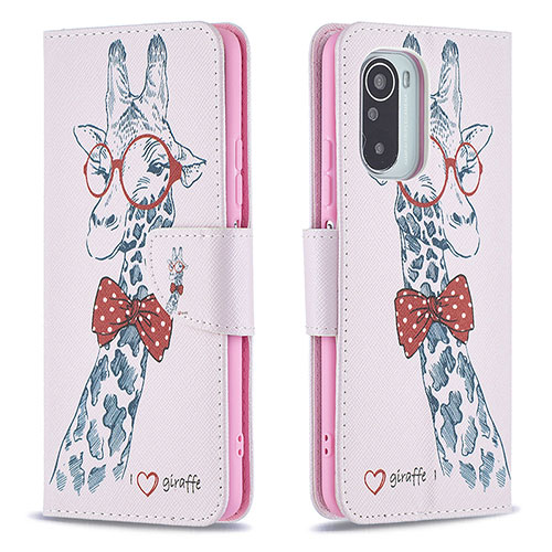 Leather Case Stands Fashionable Pattern Flip Cover Holder B01F for Xiaomi Redmi K40 Pro 5G Pink