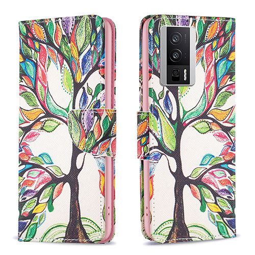 Leather Case Stands Fashionable Pattern Flip Cover Holder B01F for Xiaomi Redmi K60 5G Green