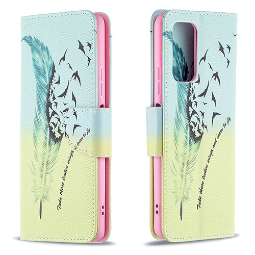 Leather Case Stands Fashionable Pattern Flip Cover Holder B01F for Xiaomi Redmi Note 10 Pro 4G Matcha Green