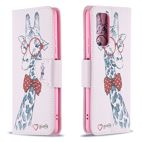 Leather Case Stands Fashionable Pattern Flip Cover Holder B01F for Xiaomi Redmi Note 10 Pro 4G Pink