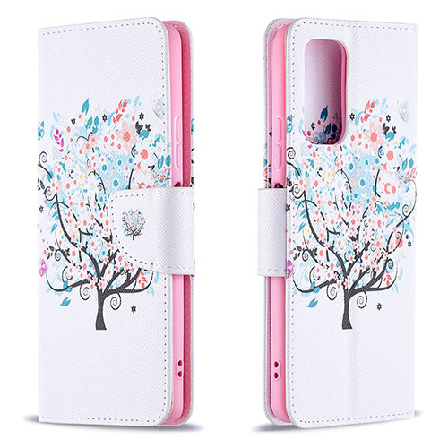 Leather Case Stands Fashionable Pattern Flip Cover Holder B01F for Xiaomi Redmi Note 10 Pro 4G White