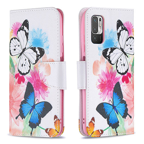 Leather Case Stands Fashionable Pattern Flip Cover Holder B01F for Xiaomi Redmi Note 10T 5G Colorful