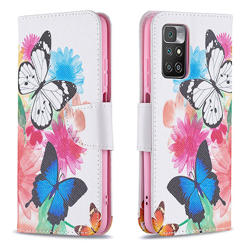 Leather Case Stands Fashionable Pattern Flip Cover Holder B01F for Xiaomi Redmi Note 11 4G (2021) Colorful