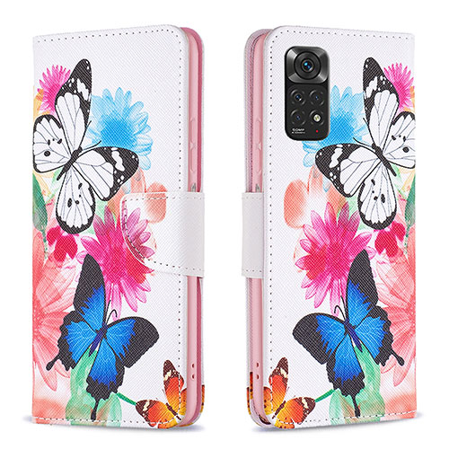 Leather Case Stands Fashionable Pattern Flip Cover Holder B01F for Xiaomi Redmi Note 11 4G (2022) Colorful