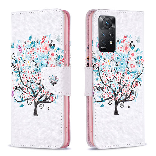 Leather Case Stands Fashionable Pattern Flip Cover Holder B01F for Xiaomi Redmi Note 11 Pro 5G White
