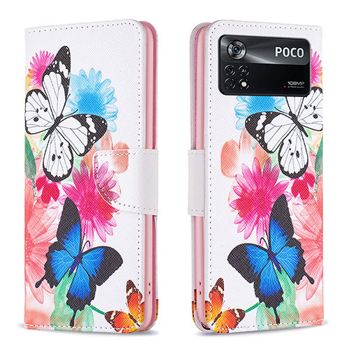 Leather Case Stands Fashionable Pattern Flip Cover Holder B01F for Xiaomi Redmi Note 11E Pro 5G Colorful