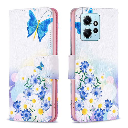 Leather Case Stands Fashionable Pattern Flip Cover Holder B01F for Xiaomi Redmi Note 12 4G Blue