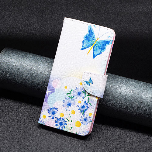 Leather Case Stands Fashionable Pattern Flip Cover Holder B01F for Xiaomi Redmi Note 12 Explorer Blue