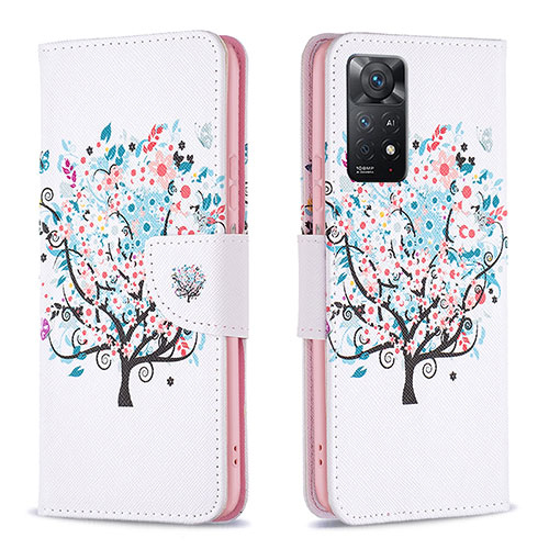 Leather Case Stands Fashionable Pattern Flip Cover Holder B01F for Xiaomi Redmi Note 12 Pro 4G White