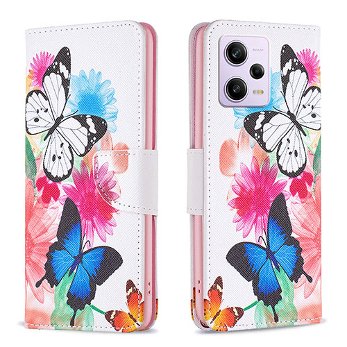 Leather Case Stands Fashionable Pattern Flip Cover Holder B01F for Xiaomi Redmi Note 12 Pro 5G Colorful