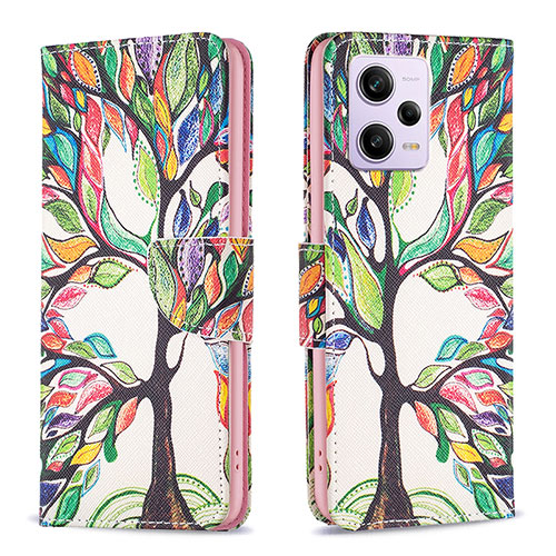 Leather Case Stands Fashionable Pattern Flip Cover Holder B01F for Xiaomi Redmi Note 12 Pro 5G Green