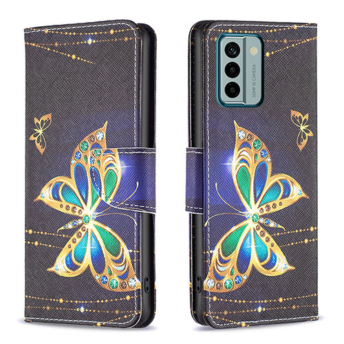 Leather Case Stands Fashionable Pattern Flip Cover Holder B03F for Nokia G22 Black