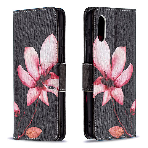 Leather Case Stands Fashionable Pattern Flip Cover Holder B03F for Samsung Galaxy A02 Red