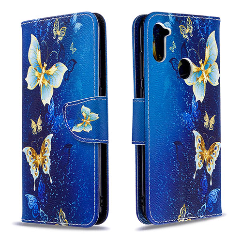 Leather Case Stands Fashionable Pattern Flip Cover Holder B03F for Samsung Galaxy A11 Sky Blue