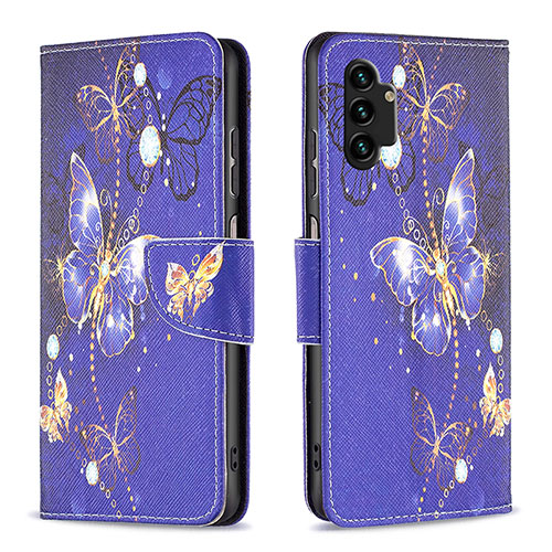 Leather Case Stands Fashionable Pattern Flip Cover Holder B03F for Samsung Galaxy A13 4G Navy Blue