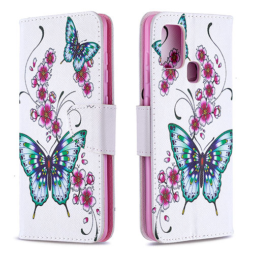 Leather Case Stands Fashionable Pattern Flip Cover Holder B03F for Samsung Galaxy A21s Colorful