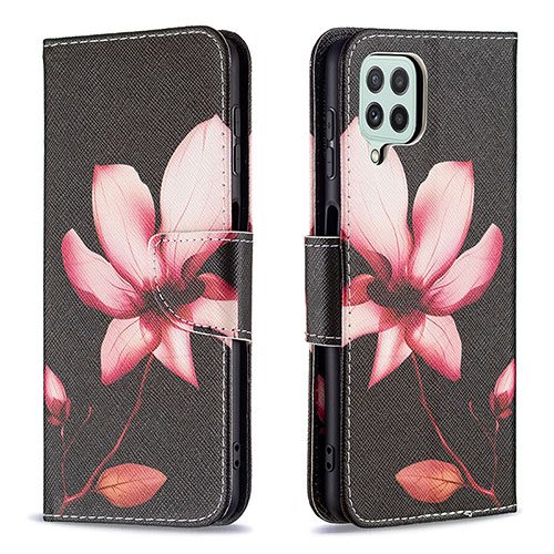 Leather Case Stands Fashionable Pattern Flip Cover Holder B03F for Samsung Galaxy A22 4G Red