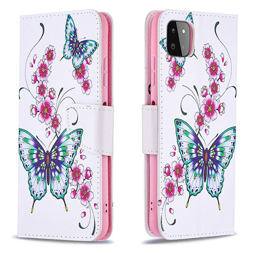 Leather Case Stands Fashionable Pattern Flip Cover Holder B03F for Samsung Galaxy A22s 5G Colorful