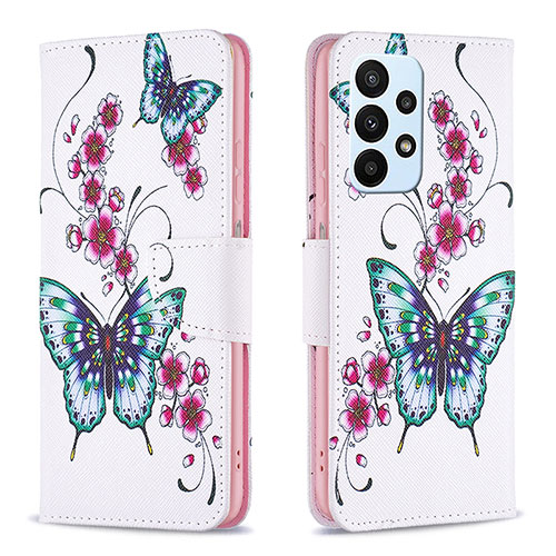 Leather Case Stands Fashionable Pattern Flip Cover Holder B03F for Samsung Galaxy A23 4G Colorful
