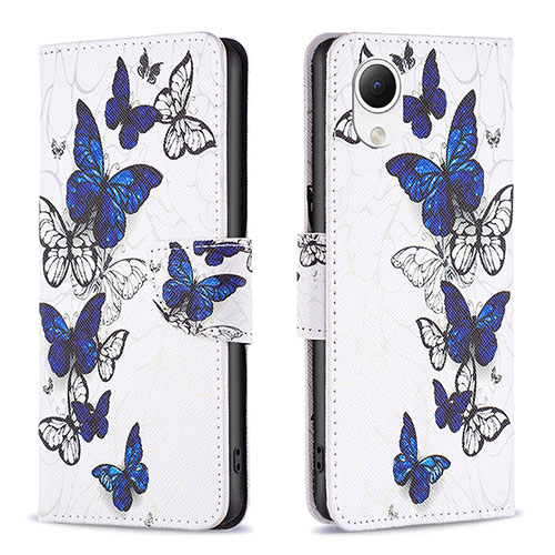 Leather Case Stands Fashionable Pattern Flip Cover Holder B03F for Samsung Galaxy A23e 5G Blue