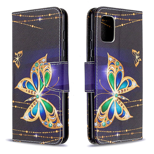 Leather Case Stands Fashionable Pattern Flip Cover Holder B03F for Samsung Galaxy A31 Black