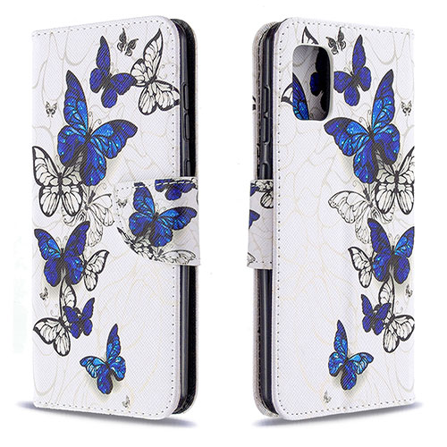 Leather Case Stands Fashionable Pattern Flip Cover Holder B03F for Samsung Galaxy A31 Blue