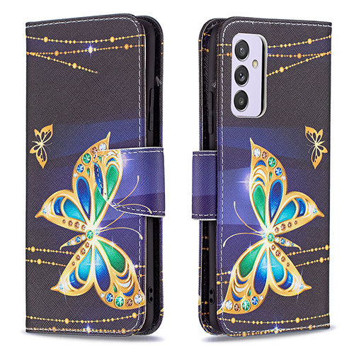 Leather Case Stands Fashionable Pattern Flip Cover Holder B03F for Samsung Galaxy A34 5G Black