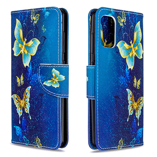 Leather Case Stands Fashionable Pattern Flip Cover Holder B03F for Samsung Galaxy A41 Sky Blue