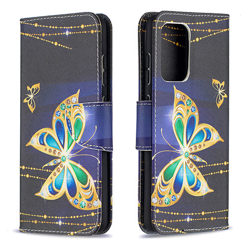 Leather Case Stands Fashionable Pattern Flip Cover Holder B03F for Samsung Galaxy A52s 5G Black