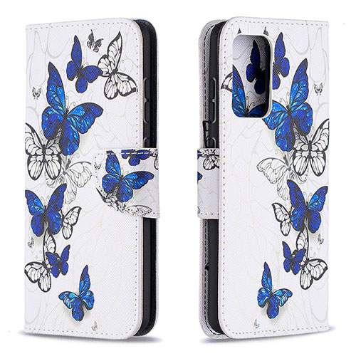 Leather Case Stands Fashionable Pattern Flip Cover Holder B03F for Samsung Galaxy A52s 5G Blue
