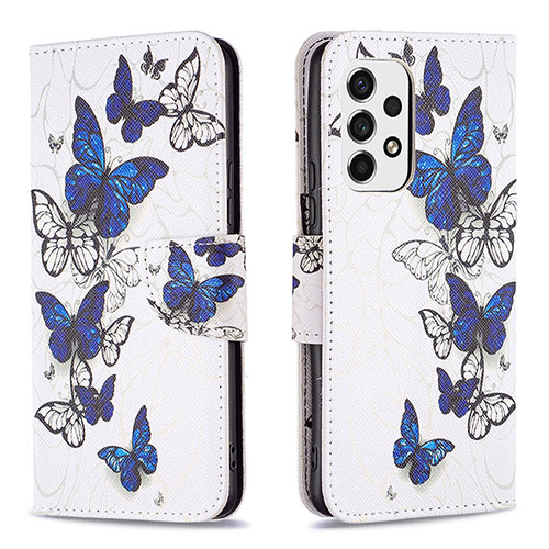 Leather Case Stands Fashionable Pattern Flip Cover Holder B03F for Samsung Galaxy A53 5G Blue