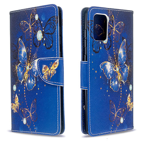 Leather Case Stands Fashionable Pattern Flip Cover Holder B03F for Samsung Galaxy A71 5G Navy Blue