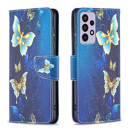 Leather Case Stands Fashionable Pattern Flip Cover Holder B03F for Samsung Galaxy A73 5G Sky Blue