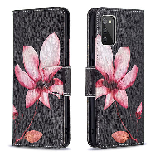 Leather Case Stands Fashionable Pattern Flip Cover Holder B03F for Samsung Galaxy F02S SM-E025F Red