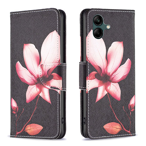 Leather Case Stands Fashionable Pattern Flip Cover Holder B03F for Samsung Galaxy F04 Red