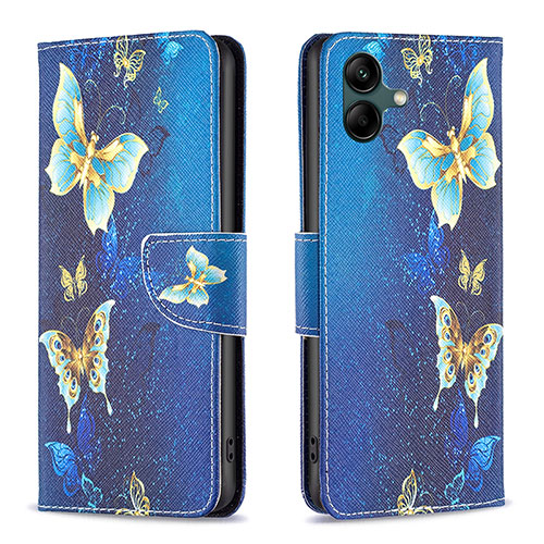 Leather Case Stands Fashionable Pattern Flip Cover Holder B03F for Samsung Galaxy F04 Sky Blue