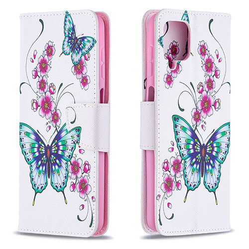 Leather Case Stands Fashionable Pattern Flip Cover Holder B03F for Samsung Galaxy F12 Colorful