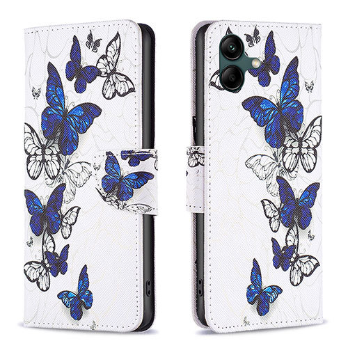 Leather Case Stands Fashionable Pattern Flip Cover Holder B03F for Samsung Galaxy F14 5G Blue