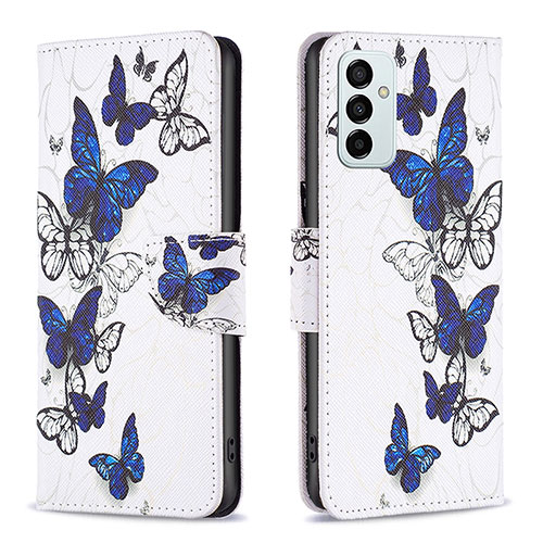 Leather Case Stands Fashionable Pattern Flip Cover Holder B03F for Samsung Galaxy F23 5G Blue