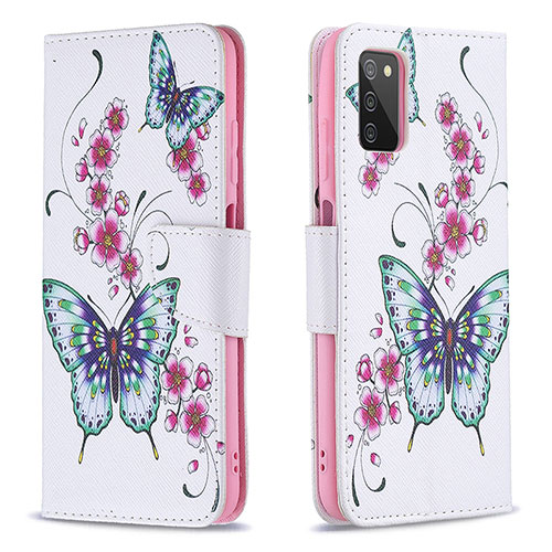 Leather Case Stands Fashionable Pattern Flip Cover Holder B03F for Samsung Galaxy M02s Colorful