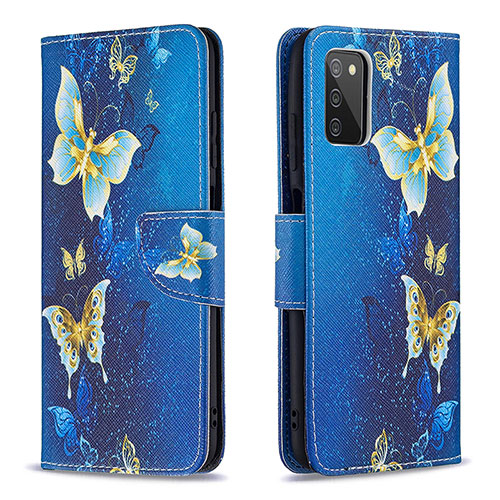 Leather Case Stands Fashionable Pattern Flip Cover Holder B03F for Samsung Galaxy M02s Sky Blue