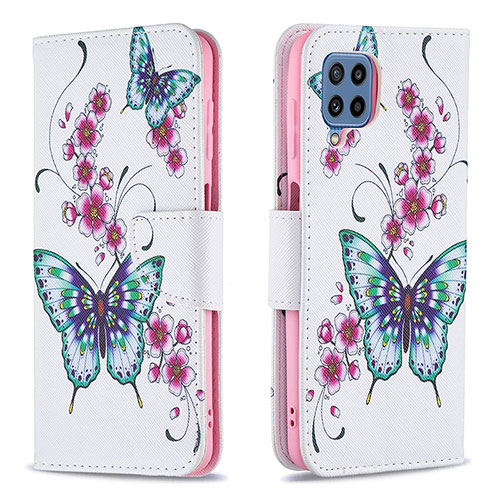 Leather Case Stands Fashionable Pattern Flip Cover Holder B03F for Samsung Galaxy M32 4G Colorful