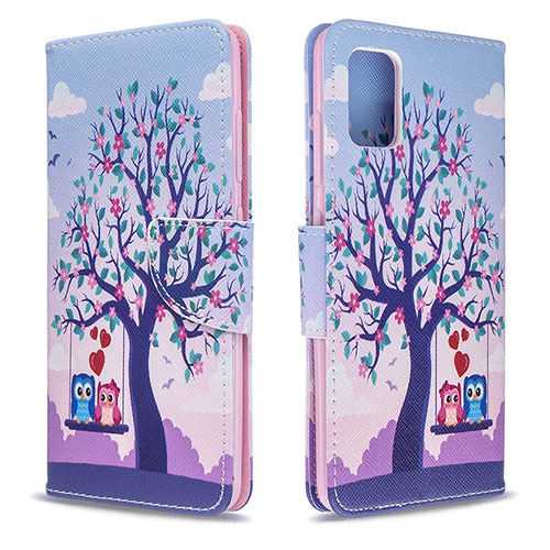 Leather Case Stands Fashionable Pattern Flip Cover Holder B03F for Samsung Galaxy M40S Clove Purple