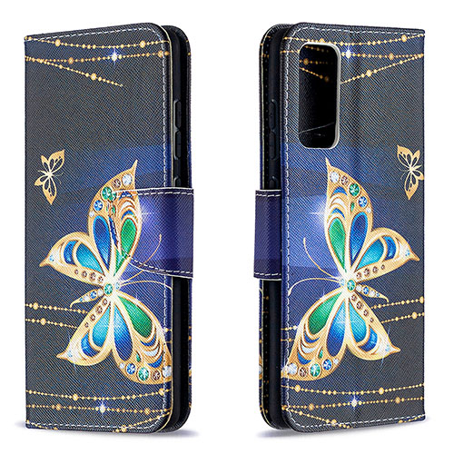 Leather Case Stands Fashionable Pattern Flip Cover Holder B03F for Samsung Galaxy S20 Lite 5G Black