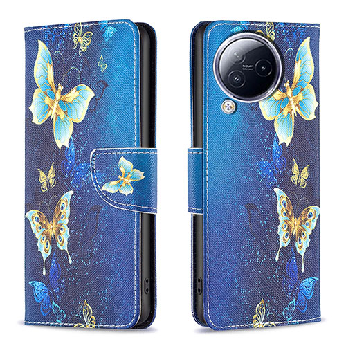 Leather Case Stands Fashionable Pattern Flip Cover Holder B03F for Xiaomi Civi 3 5G Sky Blue