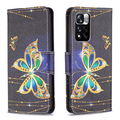 Leather Case Stands Fashionable Pattern Flip Cover Holder B03F for Xiaomi Mi 11i 5G (2022) Black