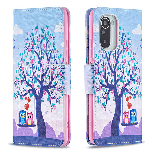 Leather Case Stands Fashionable Pattern Flip Cover Holder B03F for Xiaomi Mi 11i 5G Clove Purple