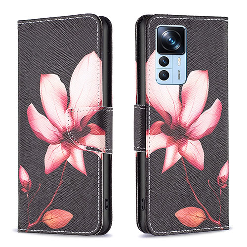 Leather Case Stands Fashionable Pattern Flip Cover Holder B03F for Xiaomi Mi 12T Pro 5G Red