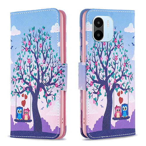 Leather Case Stands Fashionable Pattern Flip Cover Holder B03F for Xiaomi Poco C50 Clove Purple