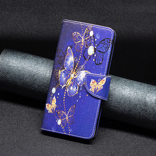 Leather Case Stands Fashionable Pattern Flip Cover Holder B03F for Xiaomi Poco X5 5G Navy Blue